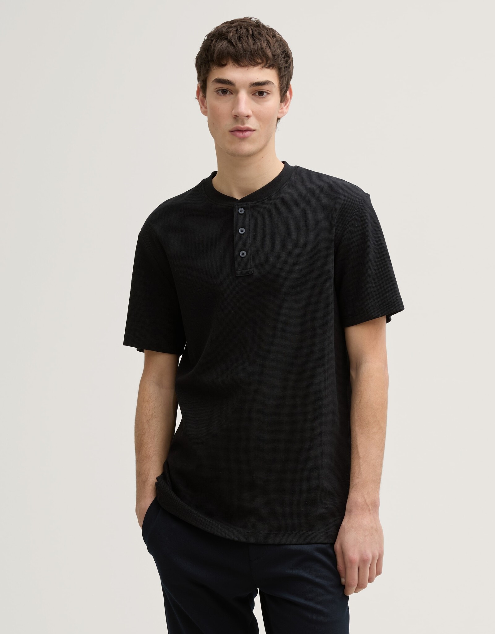 Tom Tailor Mens Waffle Henley T-Shirt