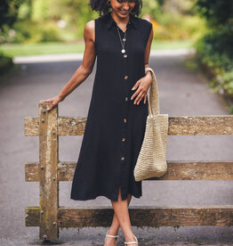 Papillon Sleeveless Linen Blend Button Front Dress