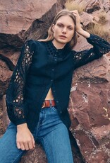 Apricot Lace Arm & Collar Poplin Shirt