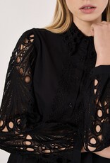 Apricot Lace Arm & Collar Poplin Shirt