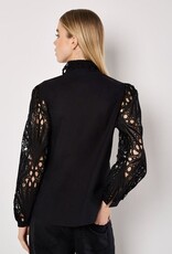 Apricot Lace Arm & Collar Poplin Shirt