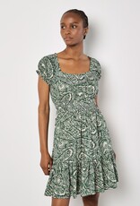 Apricot All Over Paisley Milkmaid Tier Mini Dress