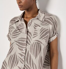 Apricot Oversized Shells Linen Blend Resort Shirt