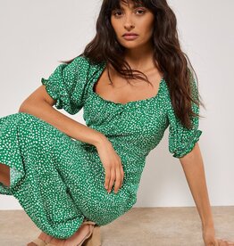 Apricot Dotty Constellation Button Detail Milkmaid Dress