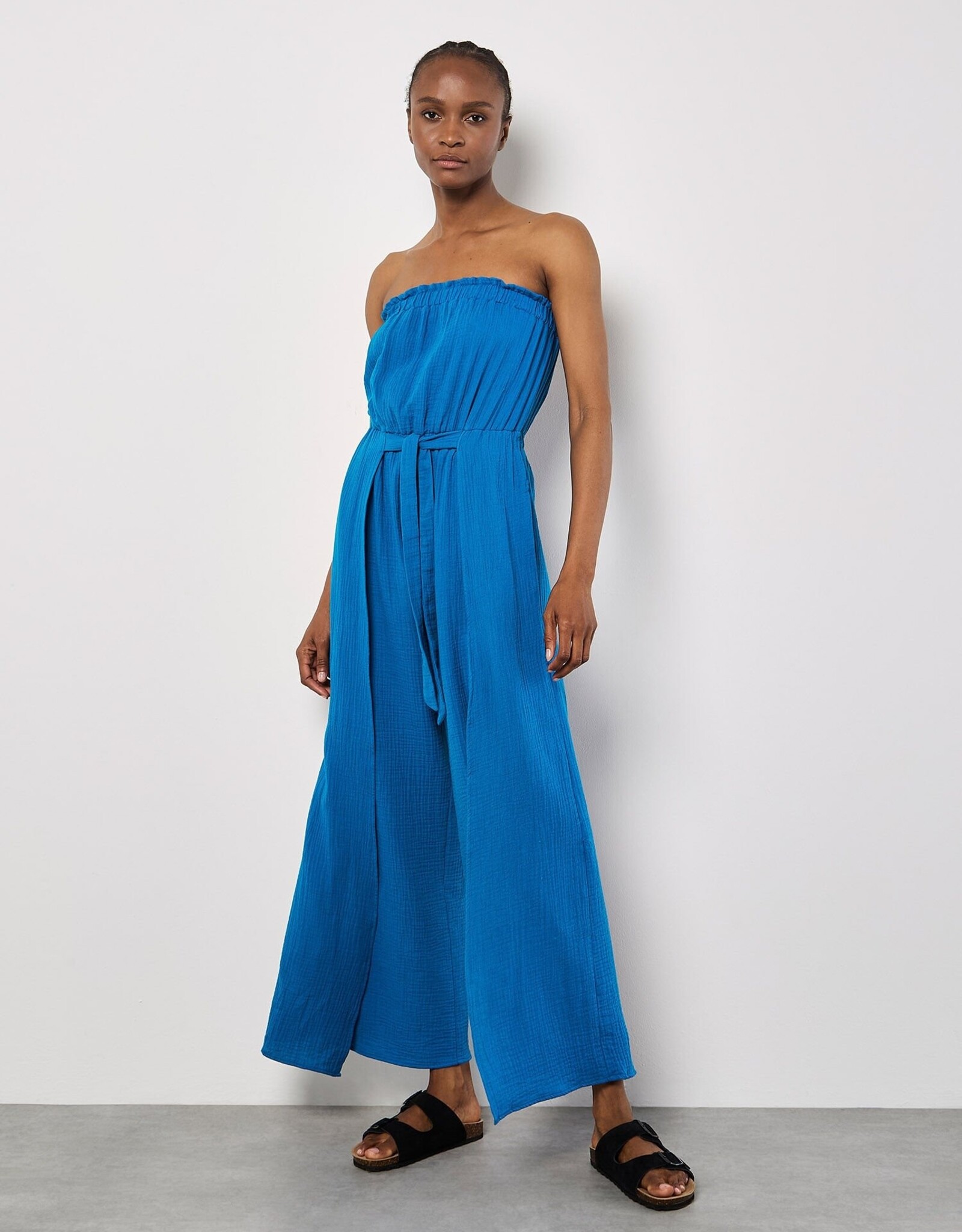 Apricot Bandeau Wrap Leg Tetra Jumpsuit