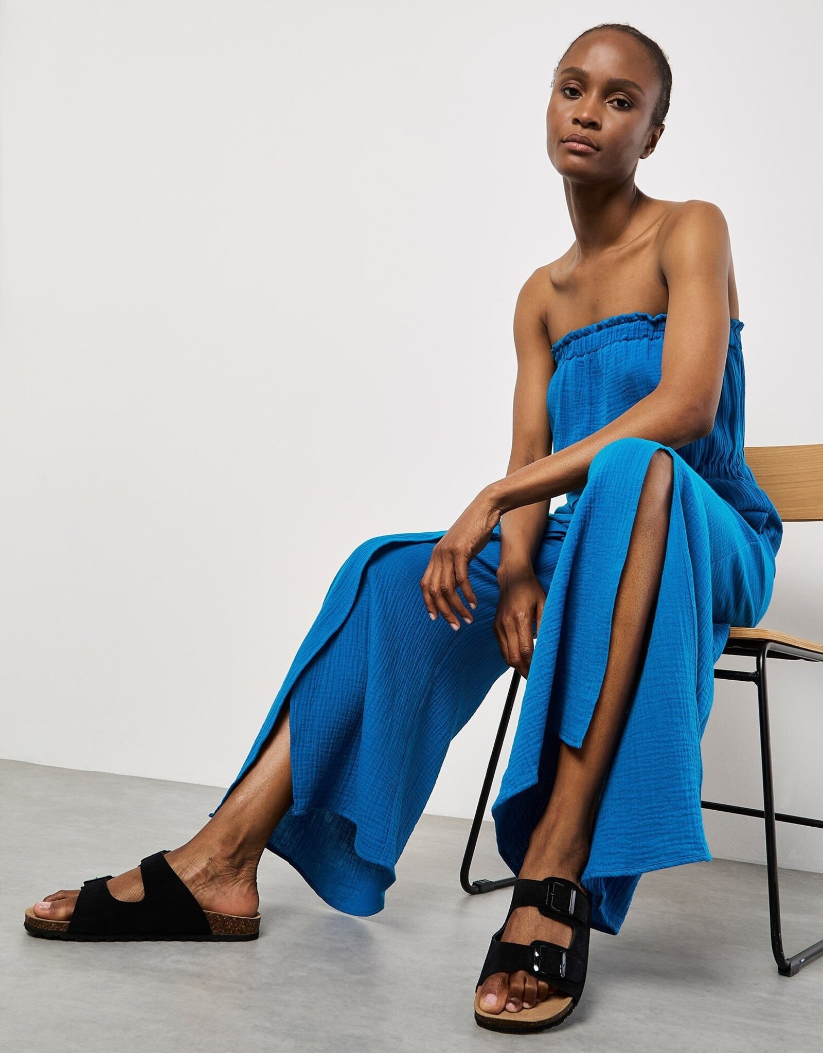 Apricot Bandeau Wrap Leg Tetra Jumpsuit
