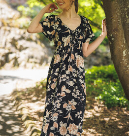 Papillon Floral Off The Shoulder Puff Sleeve Dress