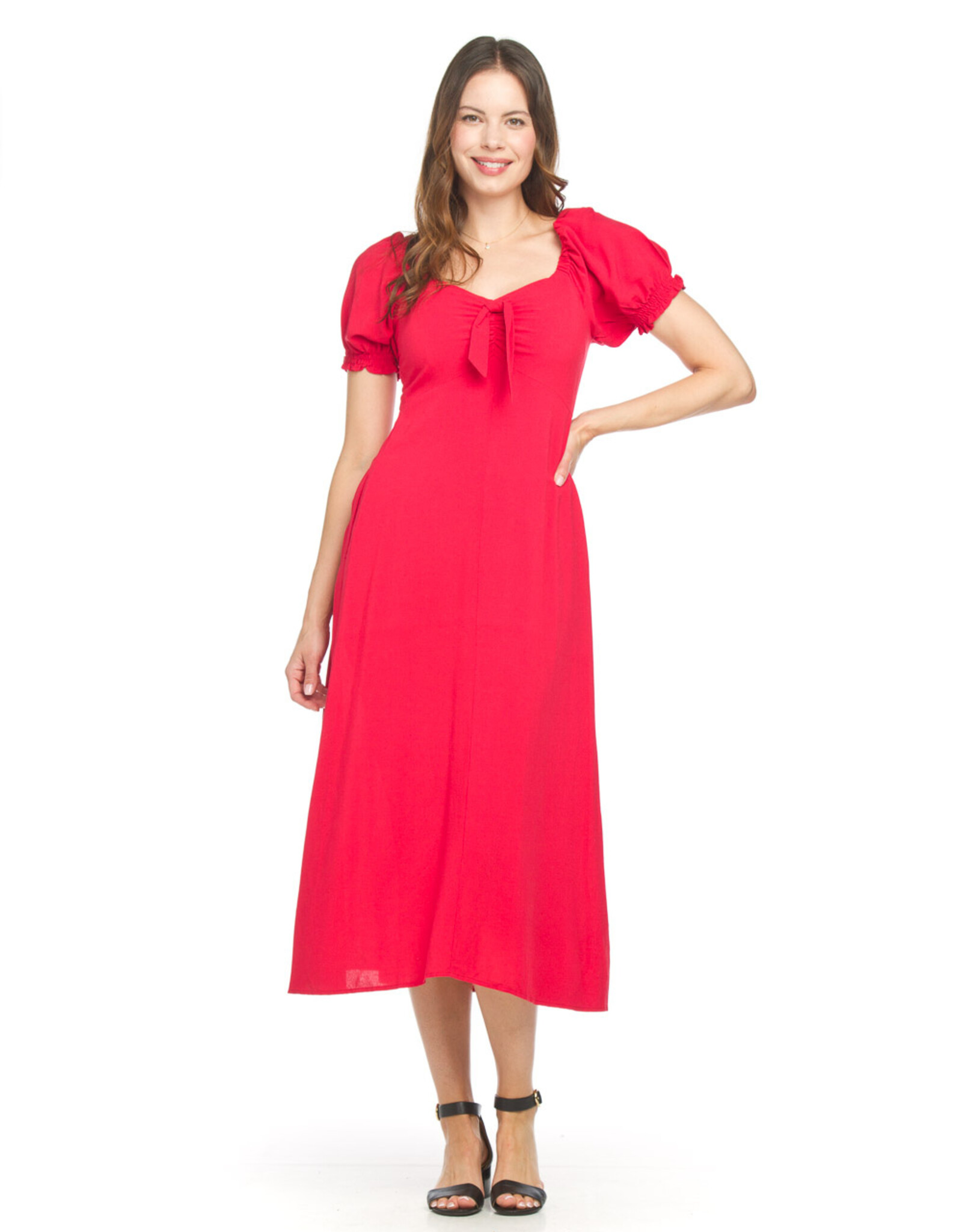 Papillon  Midi Dress w Puff Sleeves