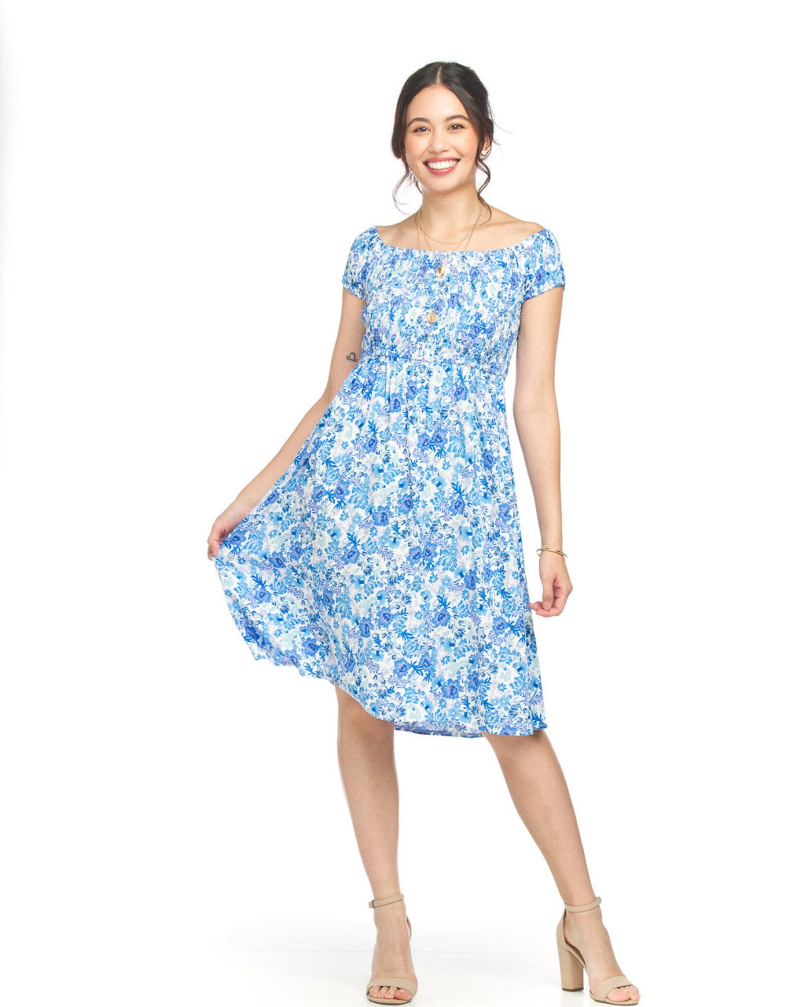 Papillon  Floral S/S Off the Shoulder Dress