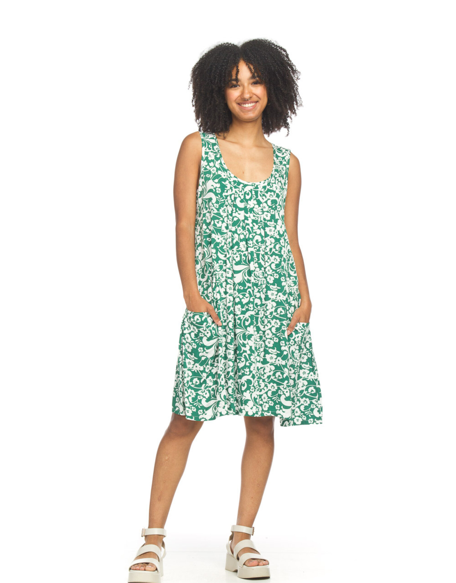 Papillon Printed Front Pleat Swing Dress