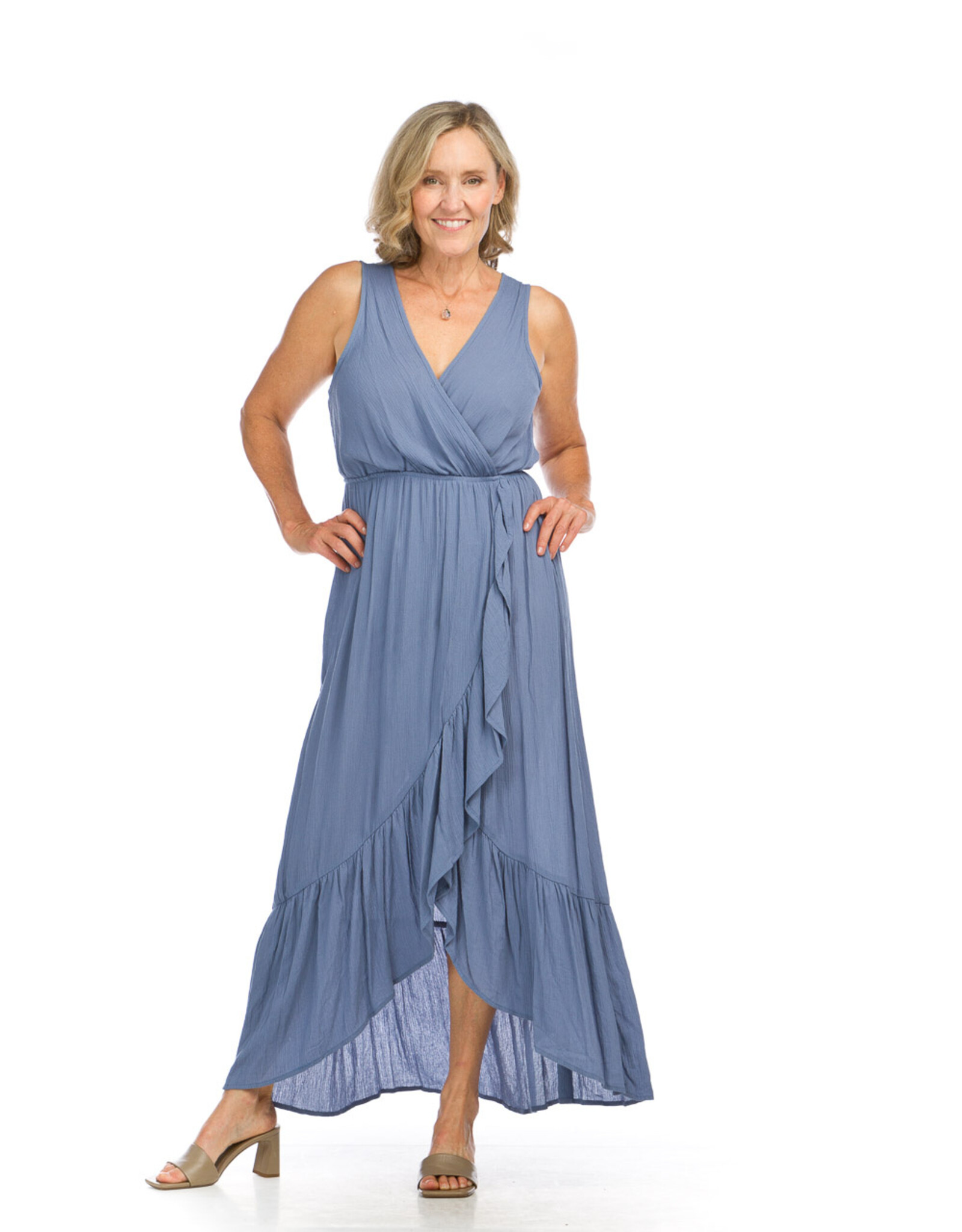 Papillon Crinkle Ruffle Wrap Dress