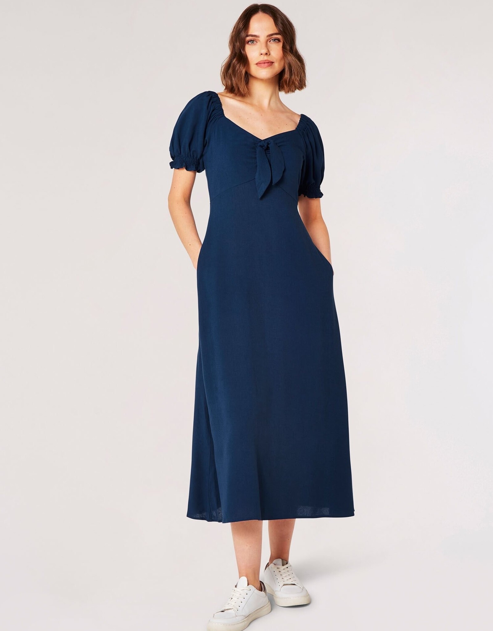 Apricot Tie Detail Milkmaid Midaxi Dress