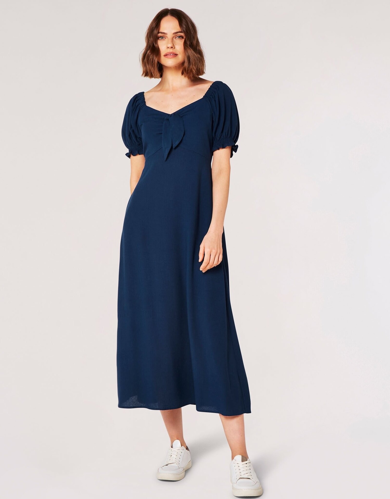 Apricot Tie Detail Milkmaid Midaxi Dress