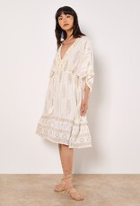Apricot Paisley Boho Lurex V Neck Mini Dress