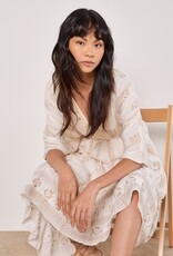 Apricot Paisley Boho Lurex V Neck Mini Dress