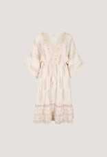 Apricot Paisley Boho Lurex V Neck Mini Dress