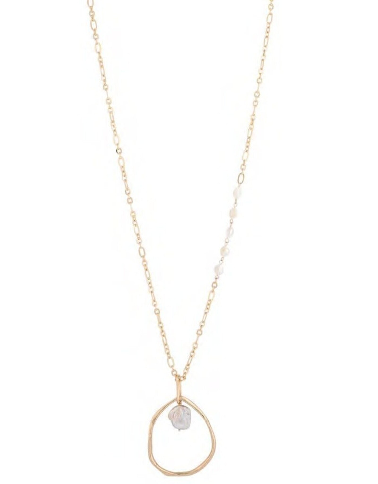 Merx Inc. Merx Pearl w Disc Long Necklace Gold