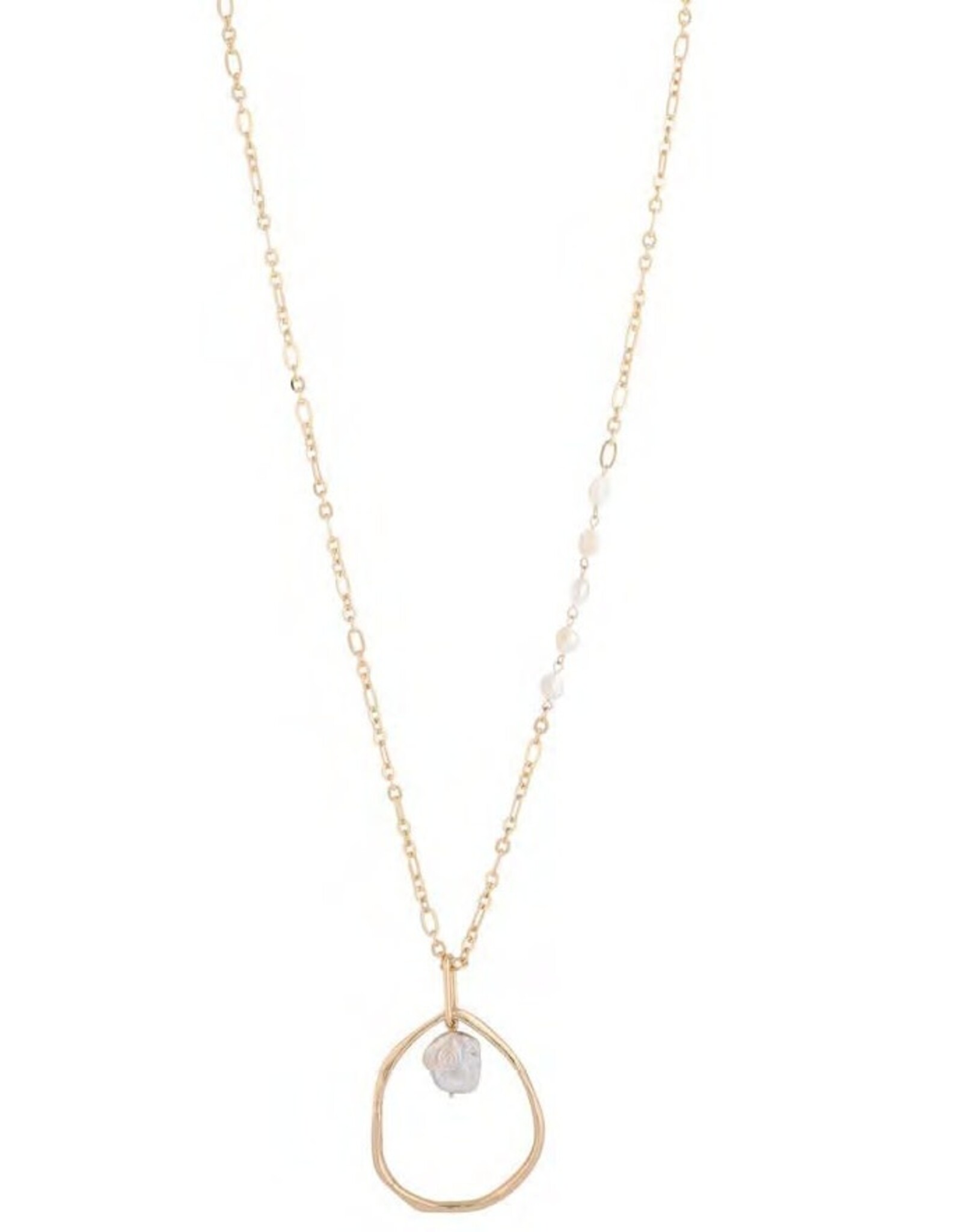 Merx Inc. Merx Pearl w Disc Long Necklace Gold