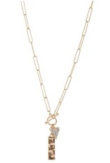 Merx Inc. Merc Crystal and Gold Rec. Charm Necklace