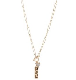 Merx Inc. Merc Crystal and Gold Rec. Charm Necklace