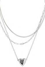 Merx Inc. Merx Multi Layer Heart Necklace Silver