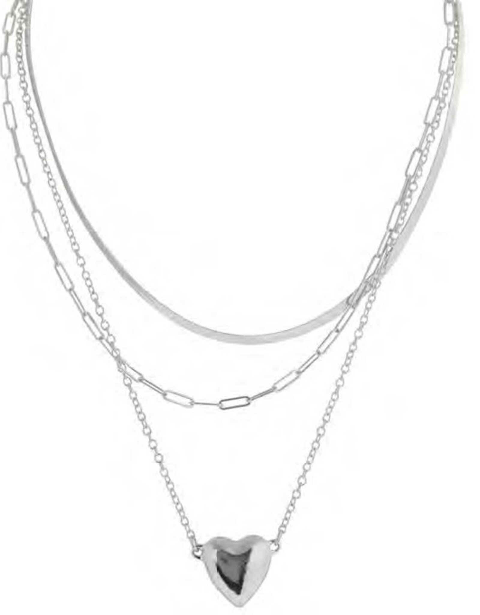 Merx Inc. Merx Multi Layer Heart Necklace Silver
