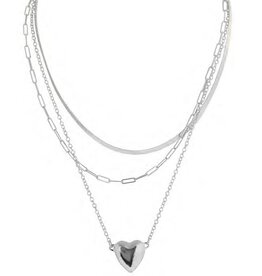 Merx Inc. Merx Multi Layer Heart Necklace Silver