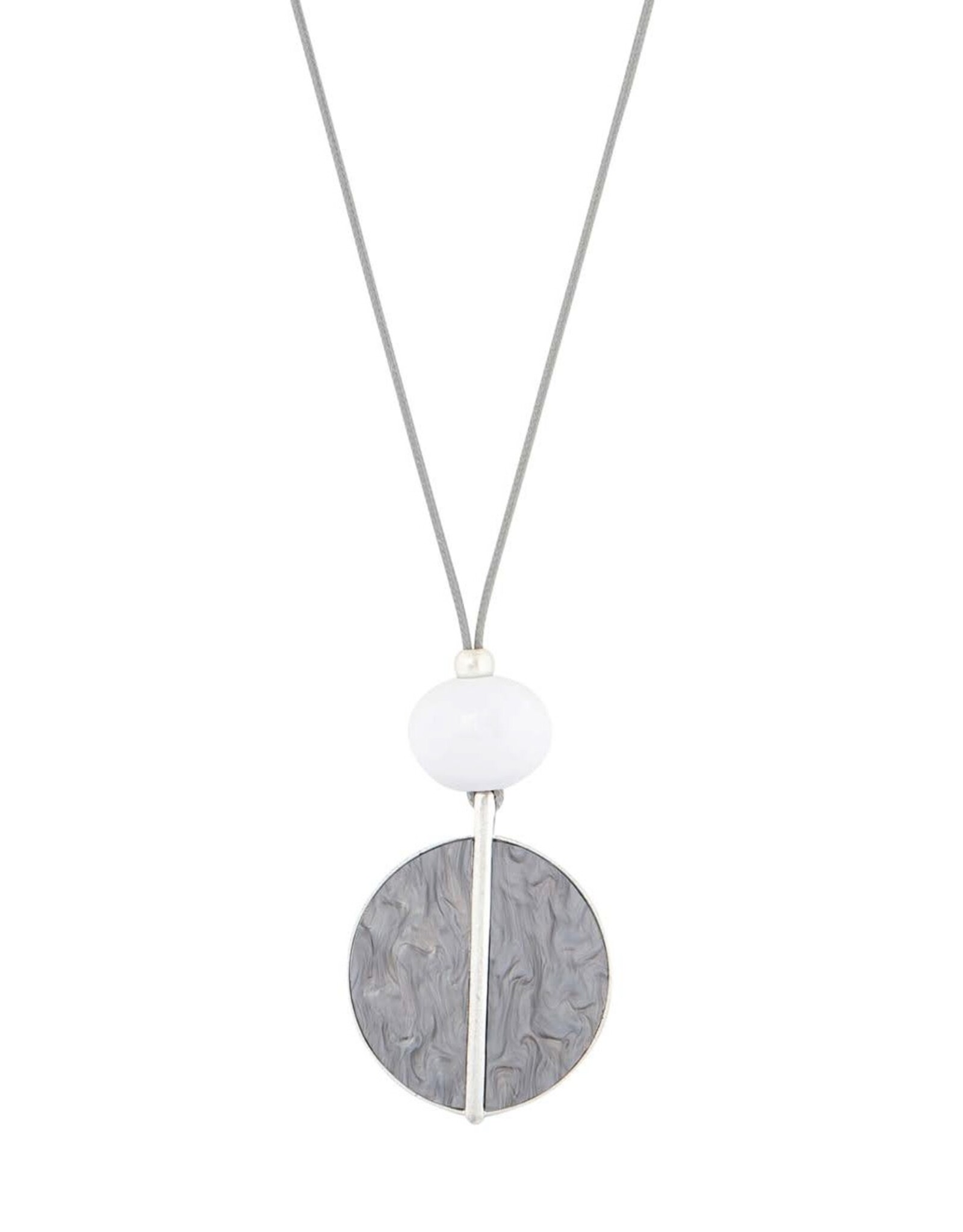 Merx Inc. Merx White Ball Silver Disc Necklace Silver