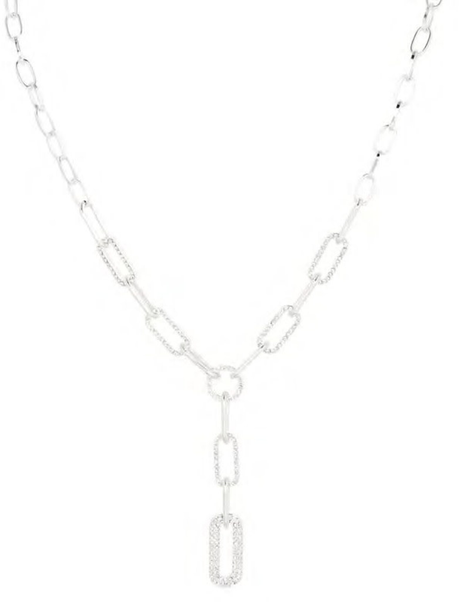 Merx Inc. Merx Hanging Chain Necklae w Crystals Silver