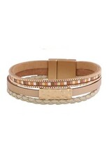Merx Inc. Merx Leather Bracelet Matt Gold Beige