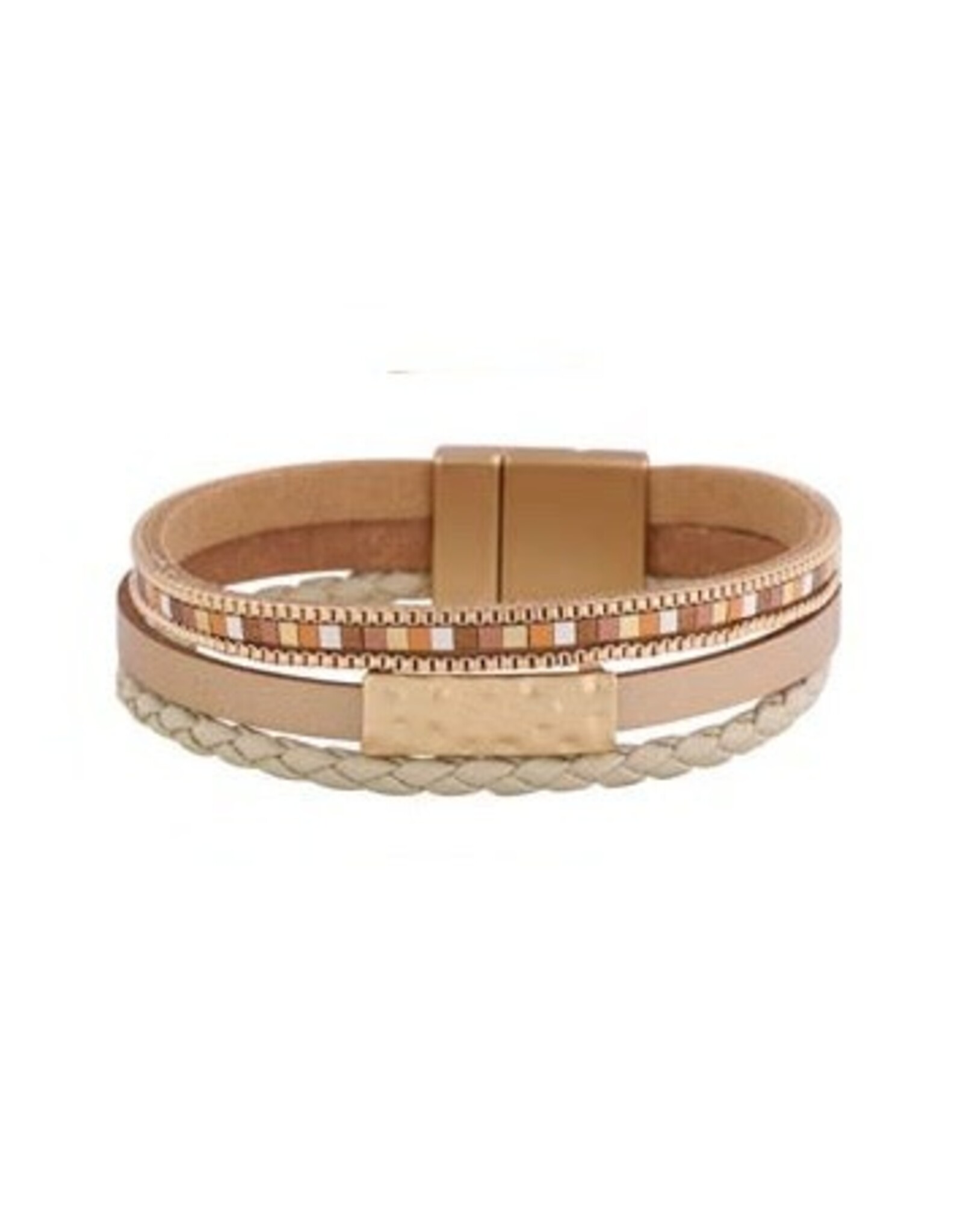 Merx Inc. Merx Leather Bracelet Matt Gold Beige