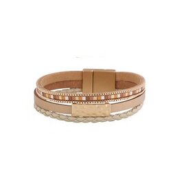 Merx Inc. Merx Leather Bracelet Matt Gold Beige