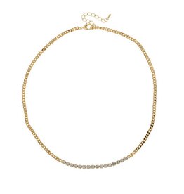Merx Inc. Merx Crystal w Chain Necklace Gold