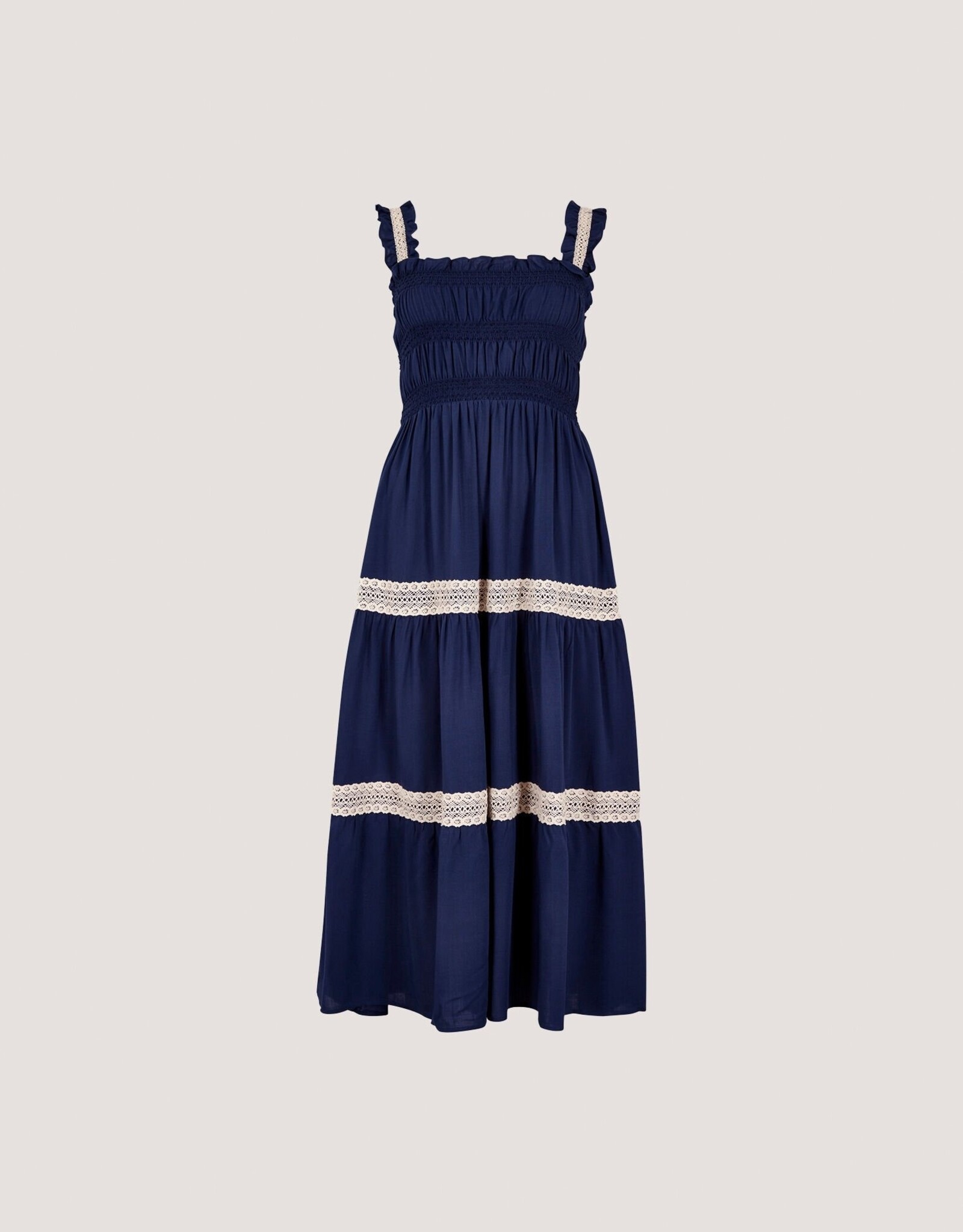 Apricot Smocked Nape Lace Dress