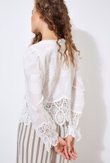 Apricot Embroidered Lace Hem Button Blouse