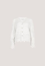 Apricot Embroidered Lace Hem Button Blouse