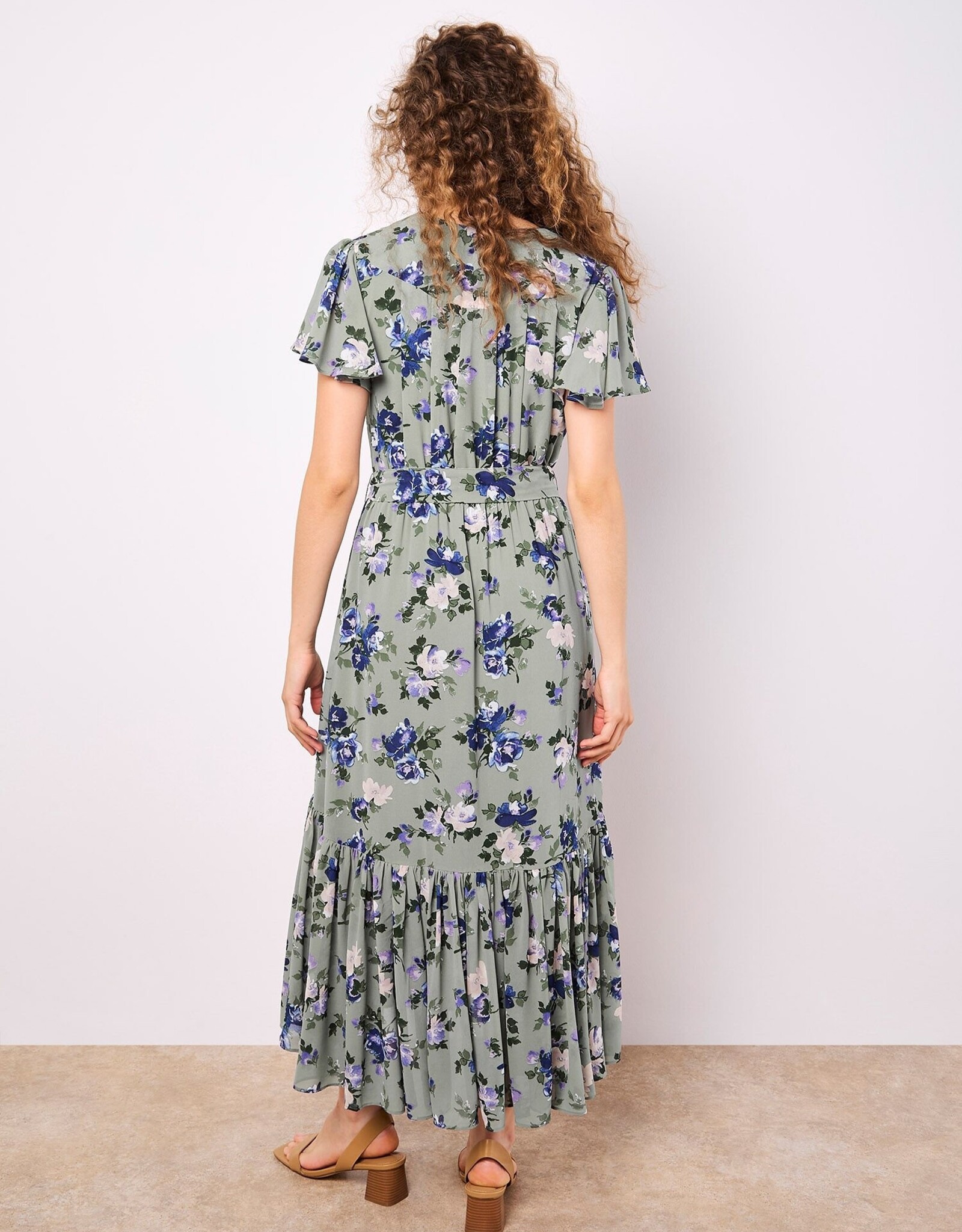 Apricot Angel Sleeve Wrap Dress