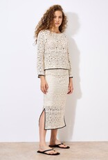 Apricot Crochet Midi Skirt w Black Edge