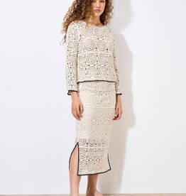 Apricot Crochet Midi Skirt w Black Edge