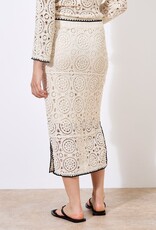 Apricot Crochet Midi Skirt w Black Edge