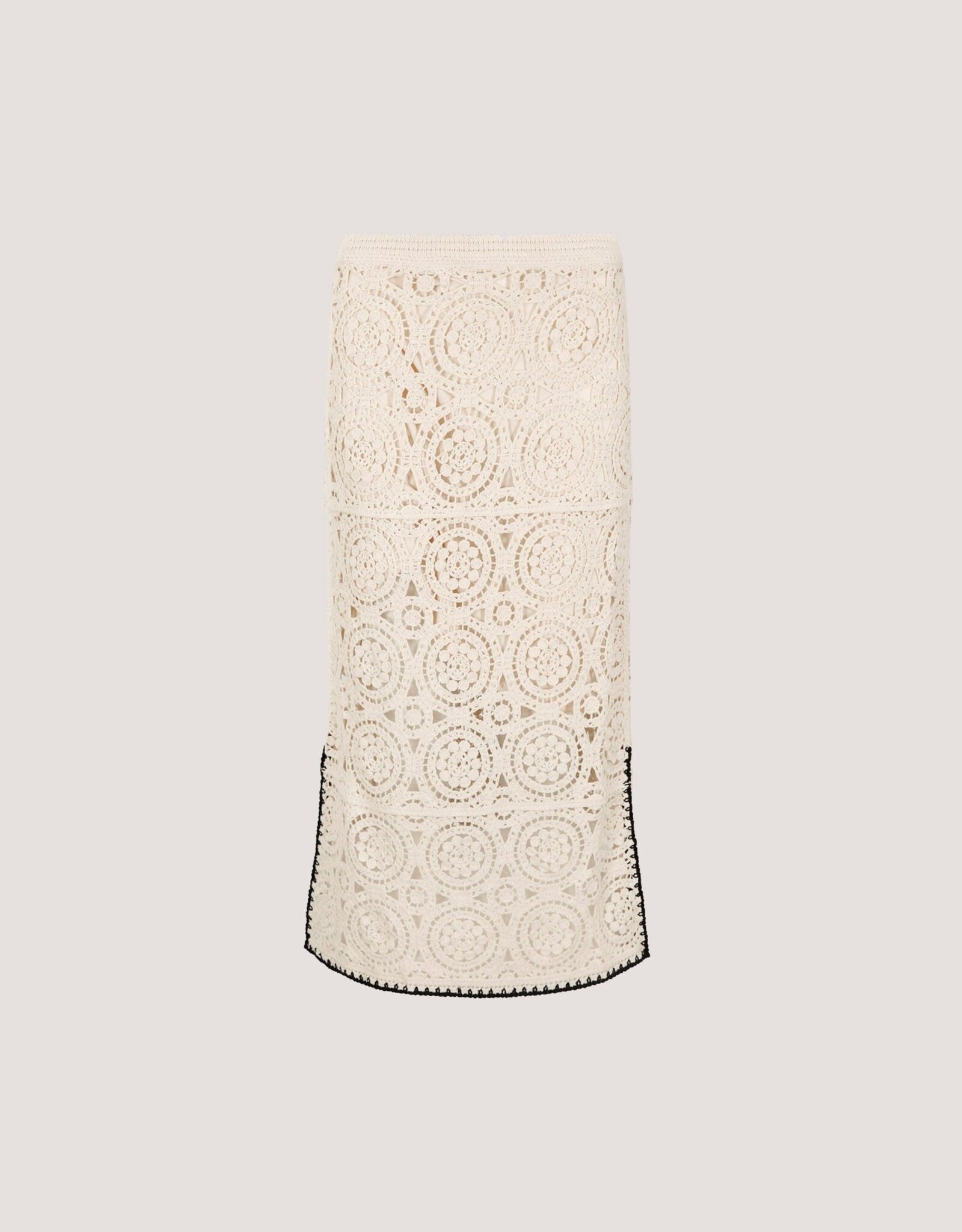 Apricot Crochet Midi Skirt w Black Edge