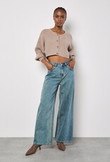 Apricot Ribbed Batwing Cropped Cardigan