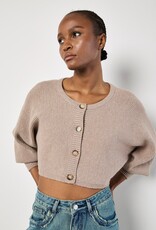 Apricot Ribbed Batwing Cropped Cardigan