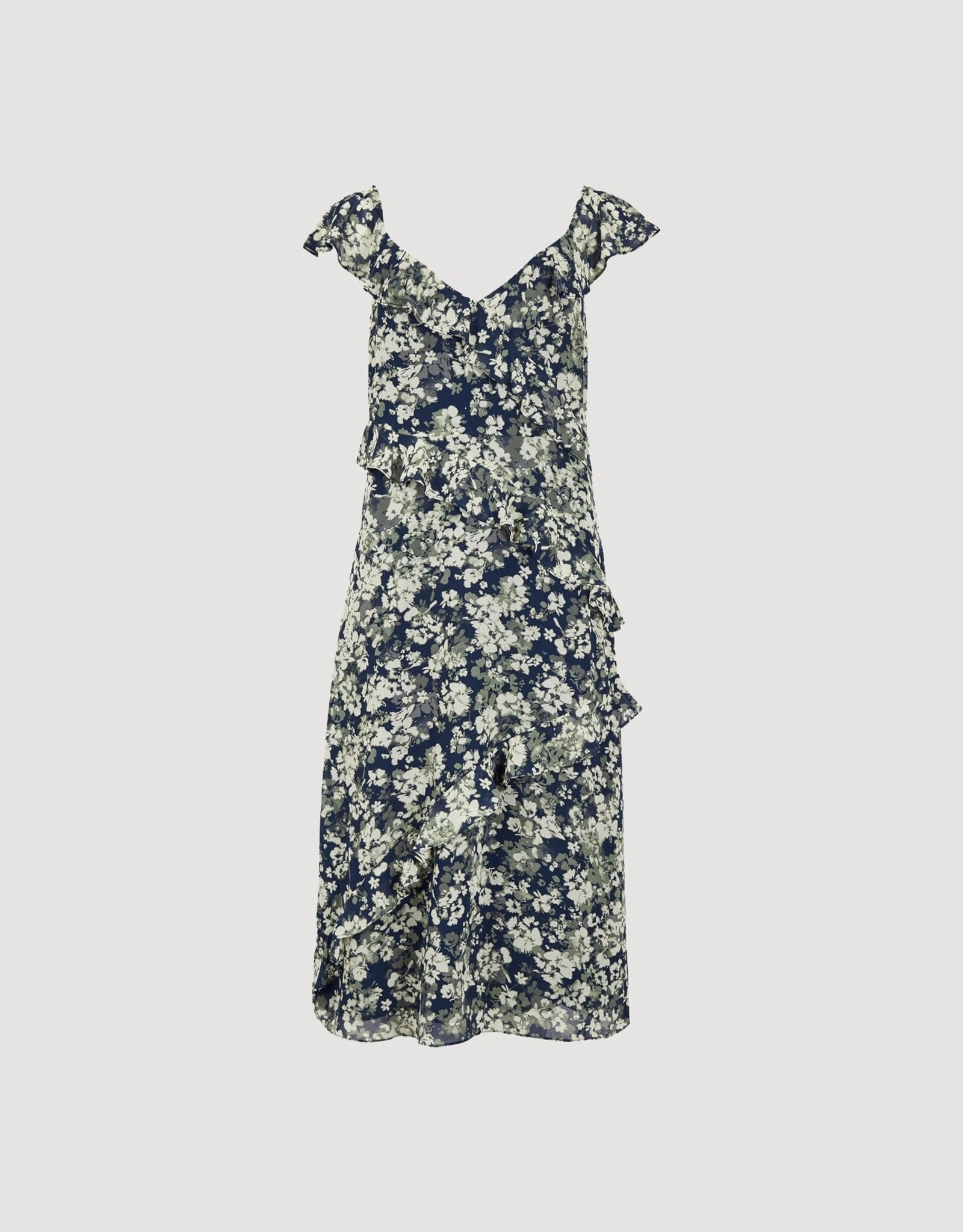 Apricot Asymetrical Ruffle Dress