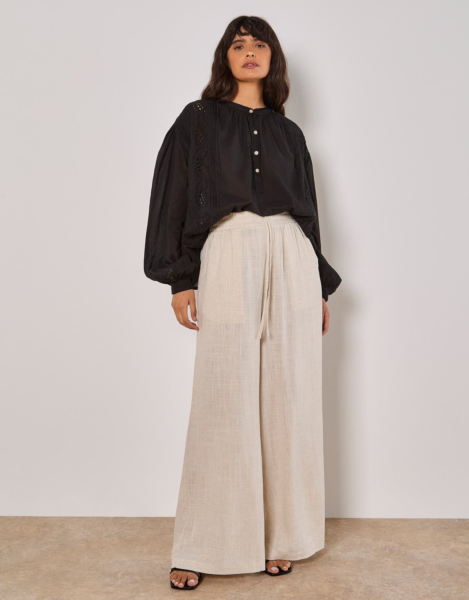 Apricot Loose Linen Pants