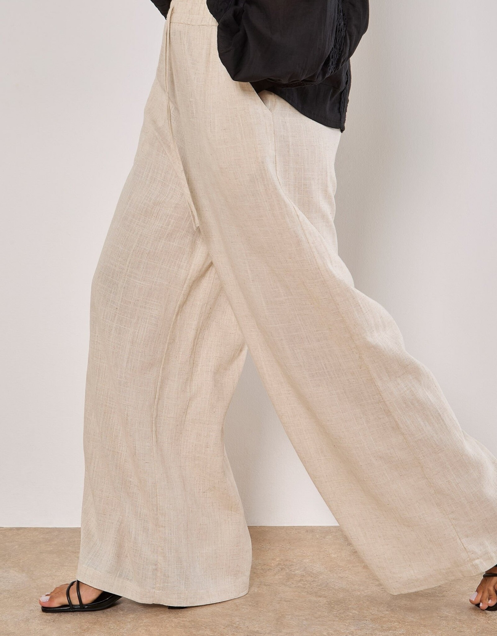 Apricot Loose Linen Pants