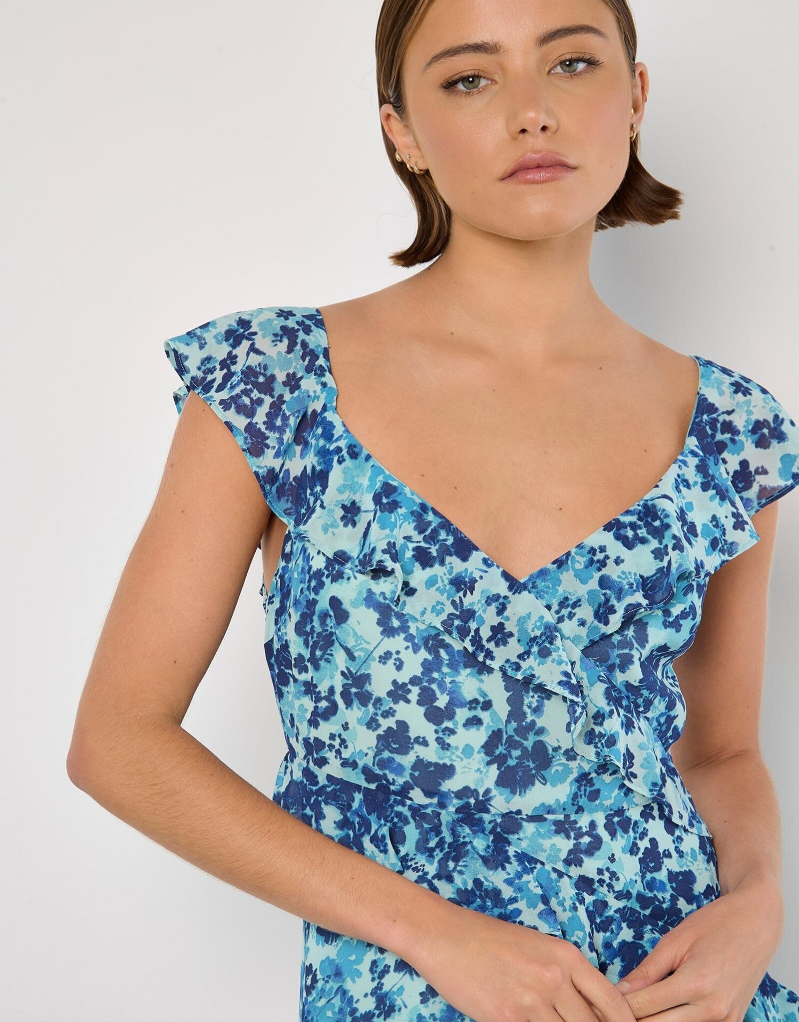 Apricot Asymetrical Ruffle Dress