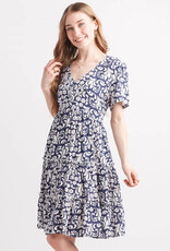 Papillon S/S Tiered Floral Henley Dress