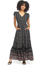 Papillon GeoBorder Printed S/S Dress