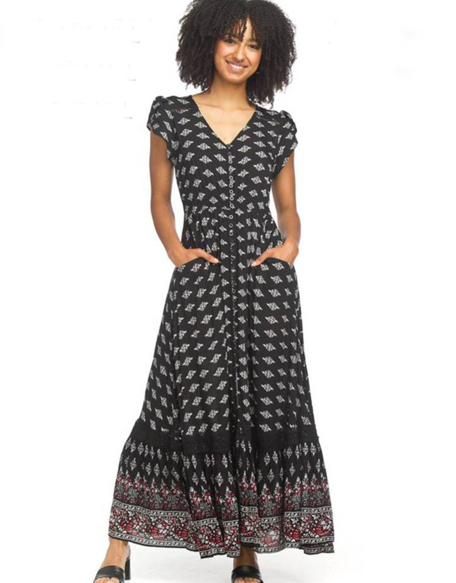 Papillon GeoBorder Printed S/S Dress
